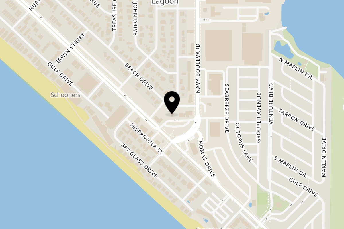 Map showing the location of Shore Shack Pizza on 4900 Thomas Dr in Panama City Beach